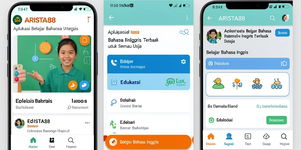 Antarmuka ARISTA88 yang menarik untuk belajar bahasa Inggris.
