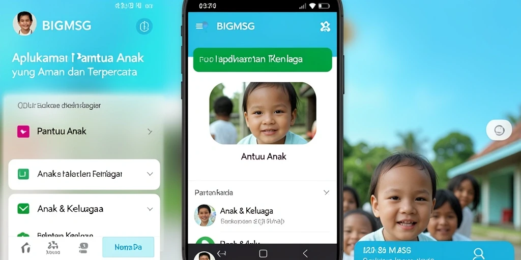 Tampilan antarmuka pengguna aplikasi BIGMSG untuk pemantauan anak.