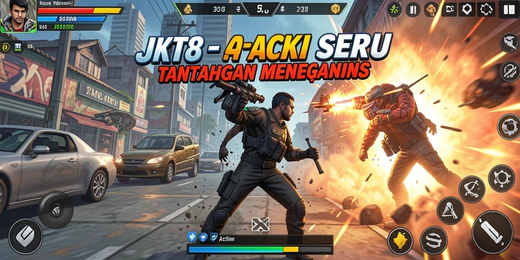 Tampilan antarmuka permainan JKT8 menunjukkan aksi seru dan grafis yang memukau.
