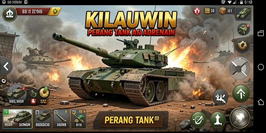Tampilan antarmuka KILAUWIN saat pertempuran tank yang intens.