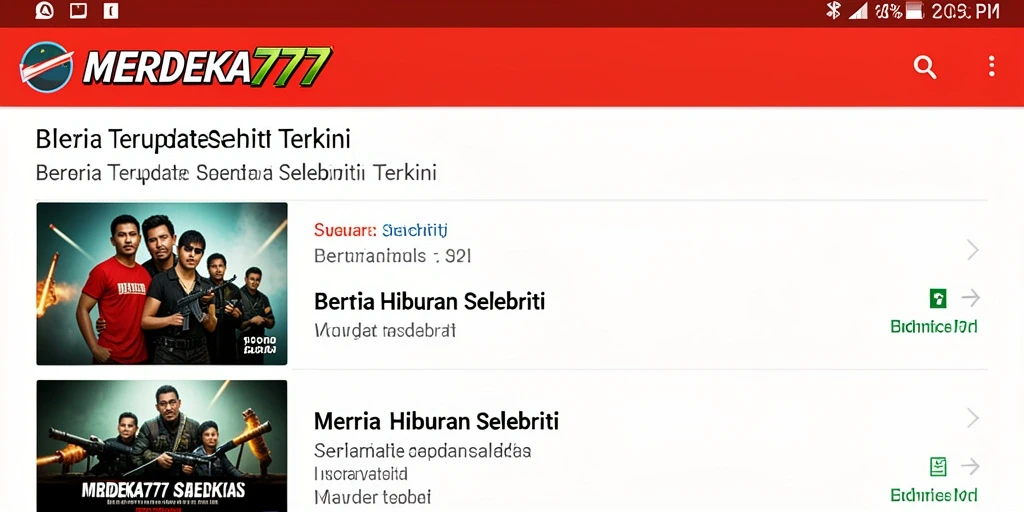 Tampilan antarmuka aplikasi MERDEKA777 yang menarik dan informatif.