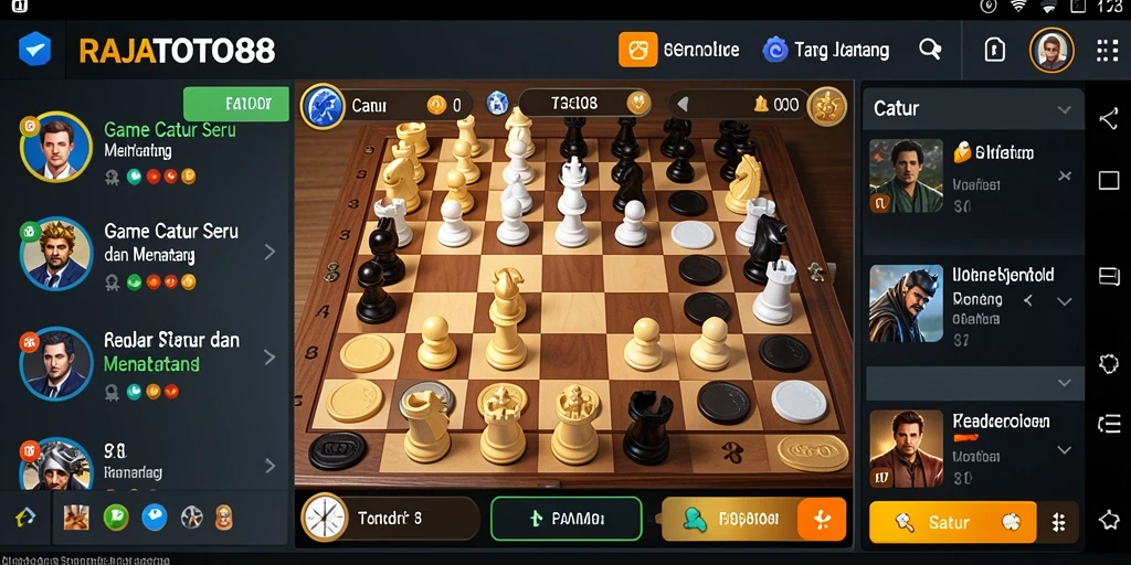 Screenshot utama RAJATOTO88 menampilkan antarmuka permainan catur yang menarik.