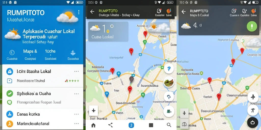 Tampilan antarmuka utama RUMPITOTO dengan fitur cuaca lokal yang informatif.